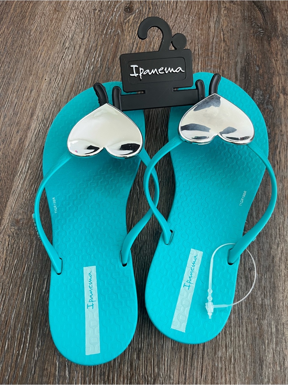 Impanema (Mini Melissa) Heart Flip Flops - Teal - Size 4